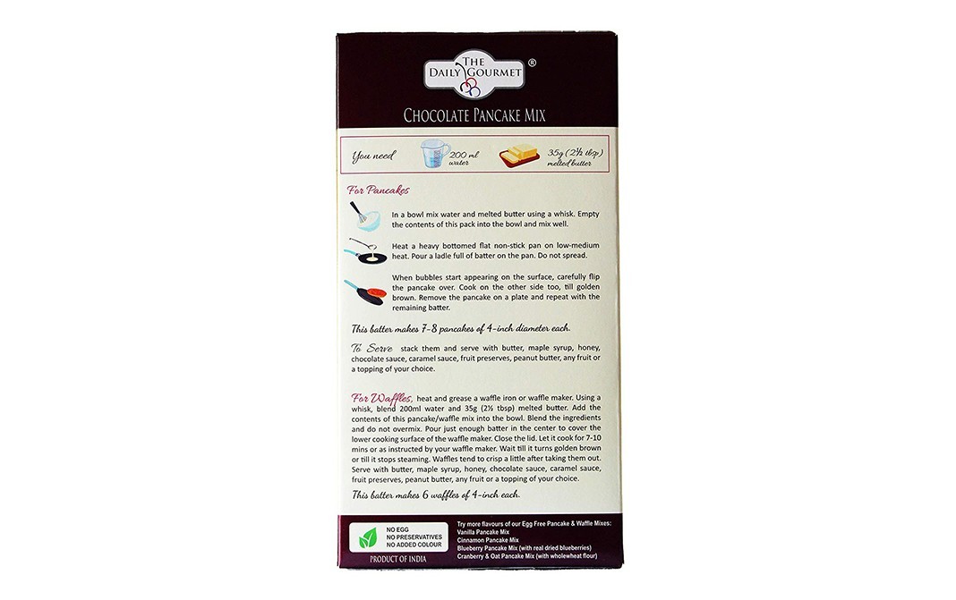 The Daily Gourmet Chocolate Pancake Mix Eggless   Pack  215 grams